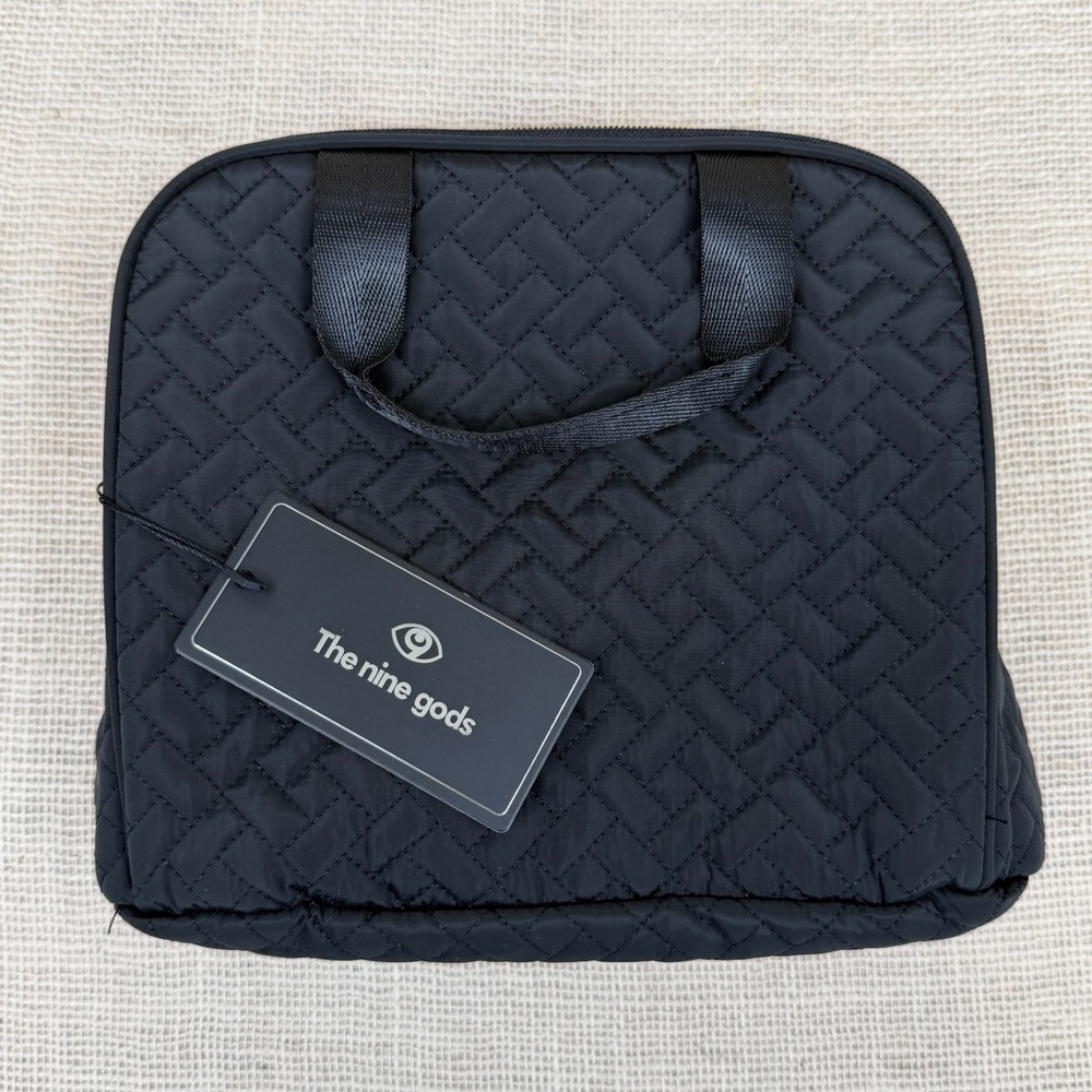 The Nine Gods NEW Black Quilted Cosmetic Travel Bag Padded Toiletry Case‎ NWT